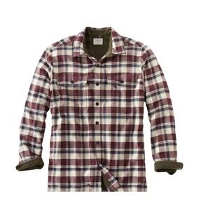LL Bean Mens L Fleece Lined Plaid Flannel Shirt Jacket Shacket Traditional Fit